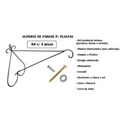 2 Suportes de Parede 19cm Pendurar Plantas Pendente Coração - 3