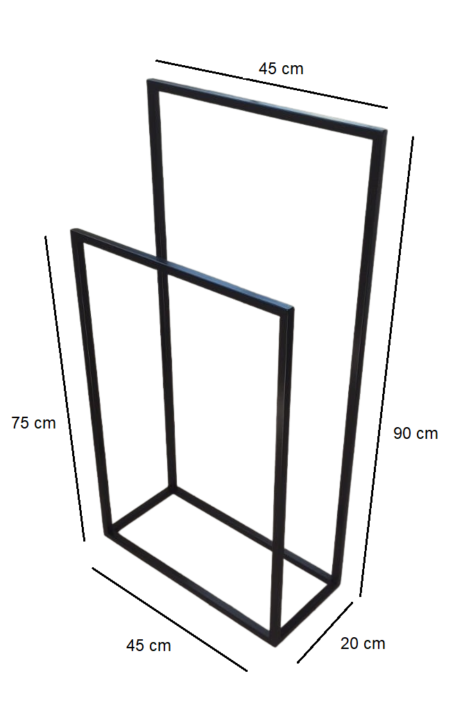 Toalheiro Chão Piso Banheiro Duplo Ferro Metal Estilo Industrial Suporte Porta Toalhas - 4