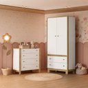 Ver imagem 1 de Quarto de Bebê com Cômoda 5135 e Guarda Roupa 5055 Flora Branco Acetinado Qmovi