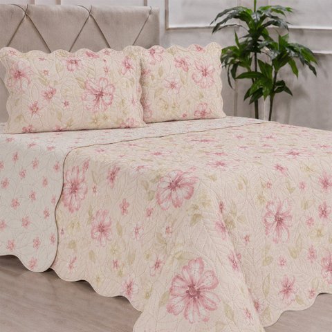 Kit Cobre Leito Casal Dupla Face Ultra Lisse 210x230cm 100% Poliéster Bene Casa Rosa