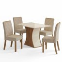 Ver imagem 2 de Conjunto Sala de Jantar Layla Supreme 4 Lugares Tampo MDF Cadeiras Estofadas Off White 120cm Casa