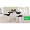 Ver imagem 1 de MESA DE JANTAR Monaco Com 4 CADEIRAS tampo GRANITO 90cm verdadeiro redonda em AÇO BRANCA Ql. AÇo