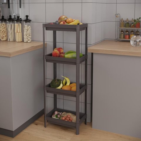 Estante Geo Multiuso Organizador Compacto 4 Prateleiras 112cm - Cinza