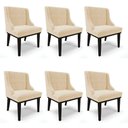 Ver imagem 1 de Kit 06 Cadeiras De Jantar Suede Bege Base Fixa Madeira