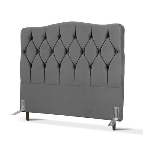 Cabeceira de Cama Box Viúva 128 Cm Varsóvia Suede Veludo Cinza Escuro