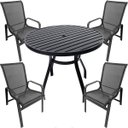 Ver imagem 1 de Jogo de Mesa Ripada 1,00m 4 Cadeiras de Alumínio Preta para Piscina e Jardim