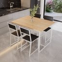 Ver imagem 1 de Conjunto Mesa de Jantar Retangular Pinus 4 Cadeiras Branca Riviera Industrial Don Castro Decor Rivie