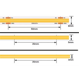 Fita Led Cob 5mm 10w 320 Led’s 12v Ip20 5 Metros Branco Neutro 4000k - 3