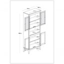 Ver imagem 2 de Cristaleira de Madeira Maciça 4 Portas - Amêndoa - Verniz Amêndoa