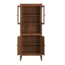 Ver imagem 4 de Cristaleira de Madeira Maciça 4 Portas - Amêndoa - Verniz Amêndoa