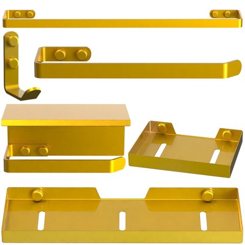 Kit Acessórios para Banheiro 6 Peças Dourado Fs Max