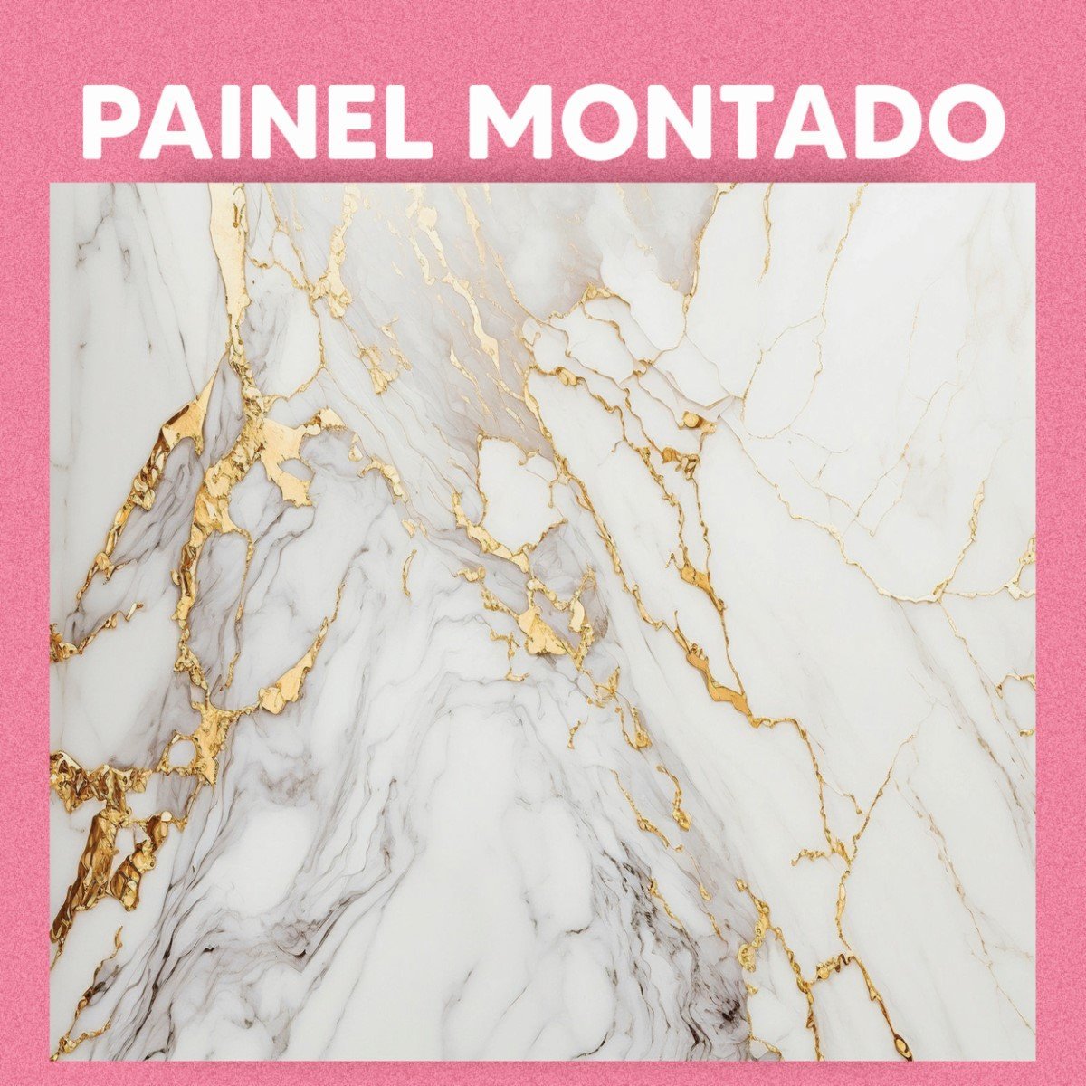 Papel de Parede Painel 3D Mármore Branco com Ouro 2,5M Auto Colante Lavável Revestimento Brilhoso - 3