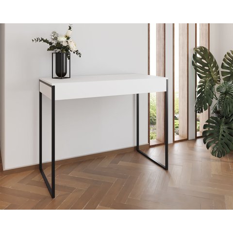 Aparador Industrial Califórnia 137x40 Ferro Preto Tampo Branco