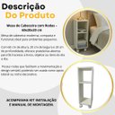 Ver imagem 3 de Mesa de Cabeceira Branco Mesinha de Apoio com Rodas 50x25x20