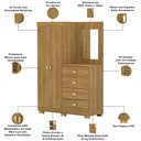 Ver imagem 3 de Cômoda para Quarto com Espelho 2 Portas 4 Gavetas 120cm Tulsa V01 Nature - Lyam Decor