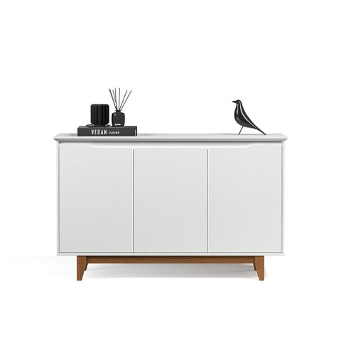 Buffet Aparador para Sala de Jantar 3 Portas Base em Madeira Maciça Flow - Branco