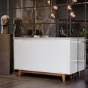Ver imagem 2 de Buffet Aparador para Sala de Jantar 3 Portas Base em Madeira Maciça Flow - Branco