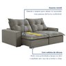 Sofá Retrátil e Reclinável 230cm com 6 Almofadas Dubai   - 7