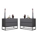Ver imagem 1 de Kit 2 Mesas de Cabeceira Eros 60cm Base Preto:cinza