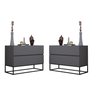 Kit 2 Mesas de Cabeceira Eros 60cm Base Preto:cinza - 1