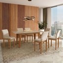 Ver imagem 1 de Mesa de Jantar BELLA180X90CM Cinamomo Off White com Kit 6 Cadeiras Bella Veludo Bege - Valdemóveis
