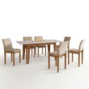 Ver imagem 2 de Mesa de Jantar BELLA180X90CM Cinamomo Off White com Kit 6 Cadeiras Bella Veludo Bege - Valdemóveis