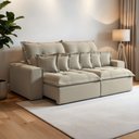 Ver imagem 1 de Sofá Retrátil e Reclinável 250cm com Almofadas Dubai 