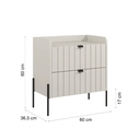 Ver imagem 3 de Mesa de Cabeceira Moriah 2 Gavetas Detalhe Laqueados Moriah 60cm Off White Preto