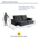 Ver imagem 3 de Sofá Modulado Retrátil e Reclinável 290cm Genebra Cinza Escuro