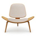 Ver imagem 2 de Poltrona Decorativa Base de Madeira Shell Linho Bege P01 - D’Rossi