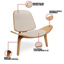 Ver imagem 3 de Poltrona Decorativa Base de Madeira Shell Linho Bege P01 - D’Rossi