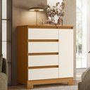Ver imagem 1 de Cômoda Sapateira Lipion A02 4 Gavetas MDF MDP Cinamomo Off Mpozenato