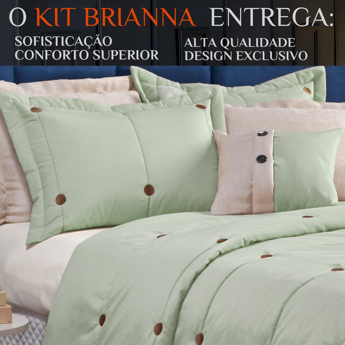 Colcha Queen Size Brianna 200 Fios Bordado Super Luxuoso Botao:verde - 2