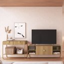 Ver imagem 1 de Kit Aparador e Rack Orgânico Pé Metal Luna Bege/Hanover/Dourado