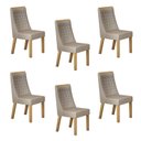 Ver imagem 1 de Kit de 6 Cadeiras para Sala de Jantar Luna Bege/Cinamomo/Veludo Palha