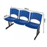 Kit 10 Cadeiras longarinas PLÁSTICAS 03 Lugares - COR AZUL - REALPLAST - 23017 - 3