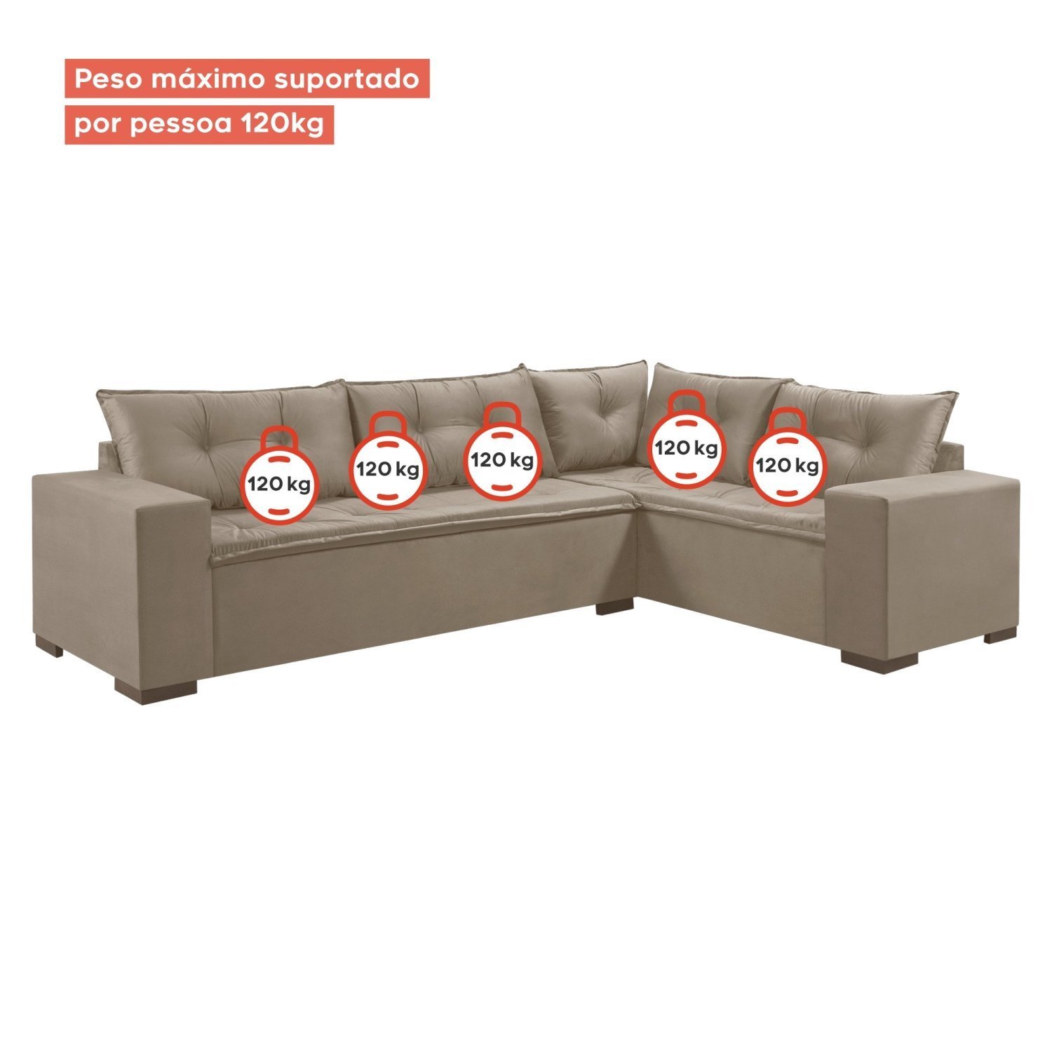 Sofá de Canto 5 Lugares 300x210cm M146 Martins Estofados MadeiraMadeira