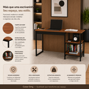 Ver imagem 2 de Escrivaninha 120cm Mesa de Estudos Home Office Industrial com Nichos para Computador