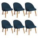 Ver imagem 1 de Kit 06 Cadeiras Poltrona de Jantar Luna Suede Pés Palito Castanho - Pallazio