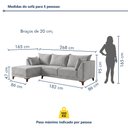 Ver imagem 3 de Sofá de Canto 5 Lugares com Almofadas 268cm Sevilha