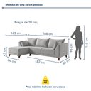 Ver imagem 3 de Sofá de Canto 5 Lugares com Almofadas 268cm Sevilha