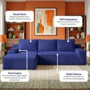 Ver imagem 4 de Sofá Evo 2,70m Molas Ensacadas com Chaise Lounge Esquerda Velourê Azul Cama Inbox