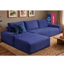 Ver imagem 1 de Sofá Evo 2,70m Molas Ensacadas com Chaise Lounge Esquerda Velourê Azul Cama Inbox