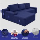 Ver imagem 3 de Sofá Evo 2,70m Molas Ensacadas com Chaise Lounge Esquerda Velourê Azul Cama Inbox