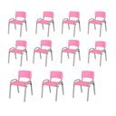 Ver imagem 1 de Kit 11 Cadeira Iso Infantil Creche, Base Cinza Rosa