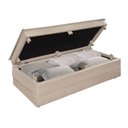 Ver imagem 2 de Puff Recamier Casal Bege Vira Cama Colchão Estofado D23 com Baú para Visitas