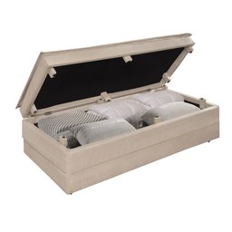 Puff Recamier que Vira Cama Casal Estofado para Quarto Bege - 2
