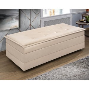 Puff Recamier que Vira Cama Casal Estofado para Quarto Bege