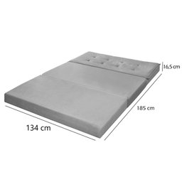 Puff Recamier que Vira Cama Casal Estofado para Quarto Bege - 8