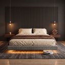 Ver imagem 5 de Cama Box Casal Osaka Flutuante Estilo Japonesa 138x188 Base Estofada Bouclê Cinza - Abmaza